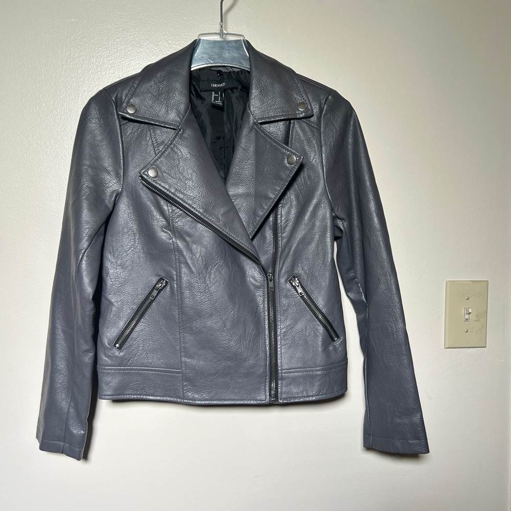 Forever 21 Gray Faux Leather Jacket
